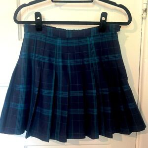 Pleated Plaid Tartan Wild Fable Skirt, Blue Green Women’s S